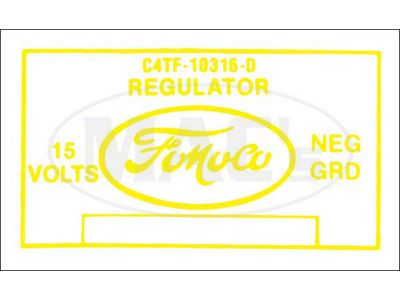 Galaxie Voltage Regulator Decal, With Air Conditioning & Generator, 1964