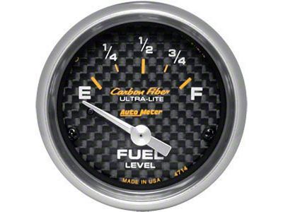 Auto Meter Carbon Fiber Series 2-1/16-Inch Fuel Level Gauge; 0 ohm Empty to 90 ohm Full