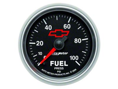 Gauge, Fuel Pressure, 2 1/16, 100Psi, Digital Stepper Motor, Chevy Red Bowtie