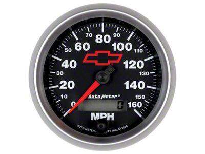 Gauge, Speedometer, 3 3/8, 160Mph,Electronic Programmable, Chevy Red Bowtie
