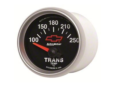 Auto Meter Chevy Black Series 2-1/16-Inch Transmission Temperature Gauge; 100-250 Fahrenheit