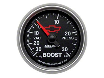 Gauge, Vac/Boost, 2 1/16, 30Inhg-30Psi, Digital Stepper Motor, Chevy Red Bowtie