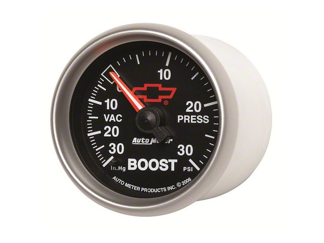 Gauge, Vac/Boost, 2 1/16, 30Inhg-30Psi, Mechanical, Chevy Red Bowtie