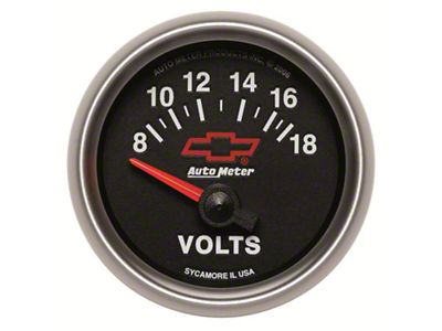 Gauge, Voltmeter, 2 1/16, 18V, Electric, Chevy Red Bowtie