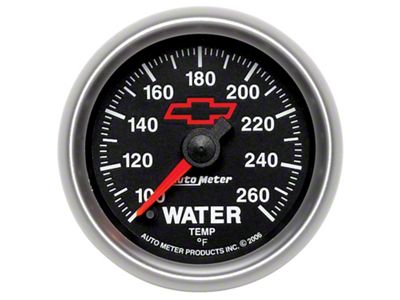 Gauge, Water Temp, 2 1/16, 100-260F, Digital Stepper Motor, Chevy Red Bowtie