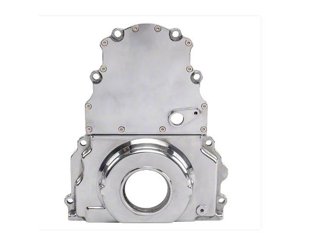 GM LS Aluminum 2 Piece Timing Cover With Cam Sensor Hole, Polished