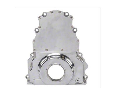GM LS Aluminum 2 Piece Timing Cover Without Cam Sensor Hole, Polished