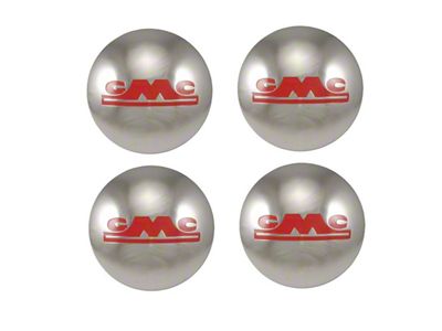 GMC Truck Hub Cap Set, Polished Stainless Steel, With Red Painted Details, 1947-1953