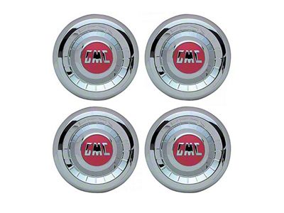GMC Truck Hub Caps GMC Chrome, Red Details, 1955-1959