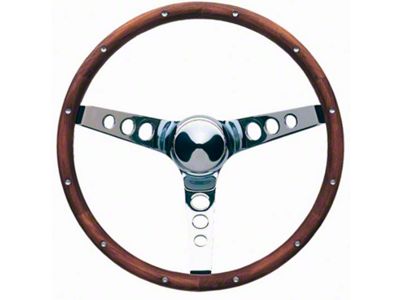 Grant Classic Wood Steering Wheel, Walnut With Chrome Spokes, 13.5