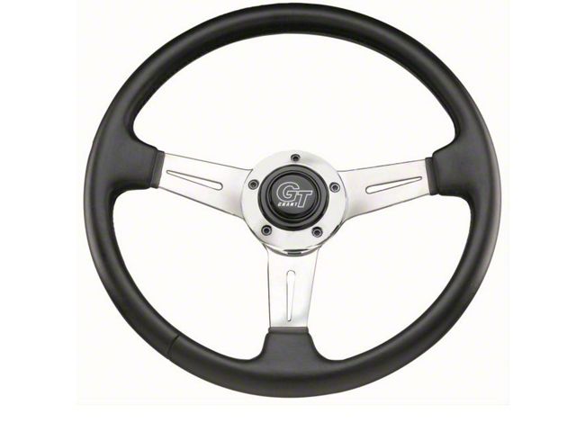 Grant Elite Steering Wheel, Black With Polished Spokes, Three Spoke, 14