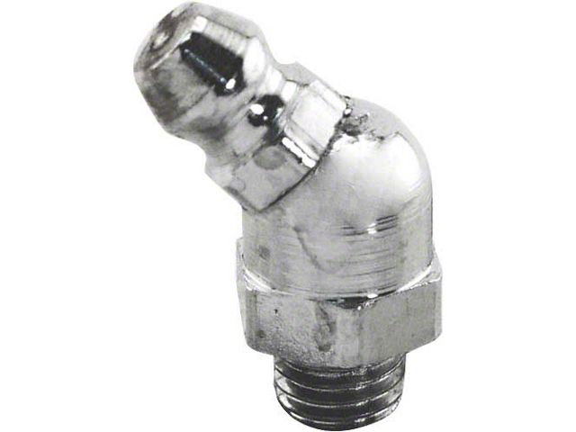 Grease Fitting - Chrome Plated - 1/4-28 - 45 Degree - Modern - 5/16 Hex