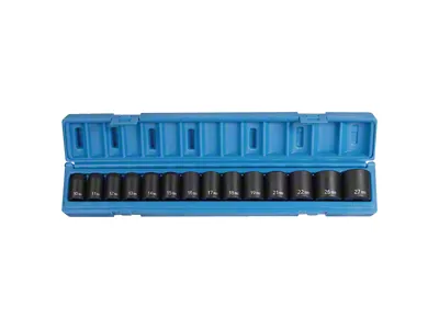 Grey Pnuematic 1/2-Inch Drive Standard Length Metric Impact Socket Set; 6-Point; 14-Piece