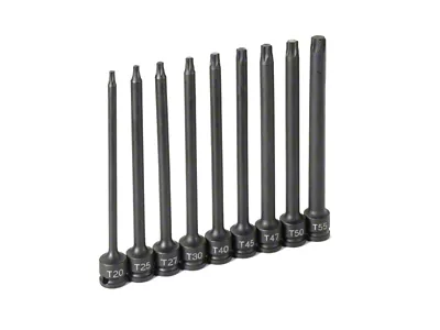 Grey Pnuematic 3/8-Inch Drive 6-Inch Internal Star Impact Socket Set; 9-Piece