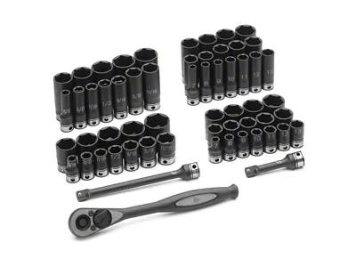 Grey Pnuematic 3/8-Inch Drive Standard and Deep Length Metric/SAE Duo-Socket Set; 6-Point; 59-Piece