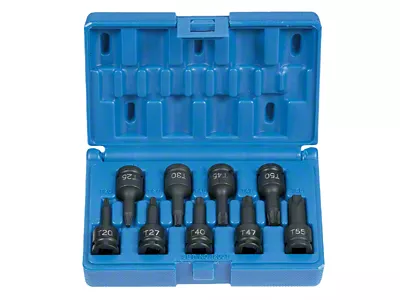 Grey Pnuematic 3/8-Inch Drive Standard Length Internal Star Impact Socket Set; 9-Piece