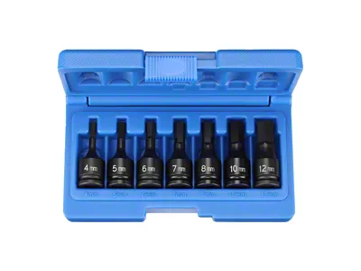 Grey Pnuematic 3/8-Inch Drive Standard Length Metric Hex Driver Impact Socket Set; 7-Piece