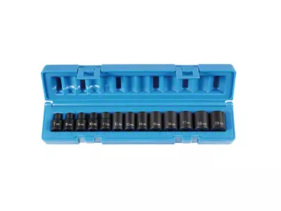 Grey Pnuematic 3/8-Inch Drive Standard Length Metric Impact Socket Set; 6-Point; 13-Piece