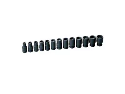 Grey Pnuematic 3/8-Inch Drive Standard Length Metric Magnetic Impact Socket Set; 6-Point; 13-Piece