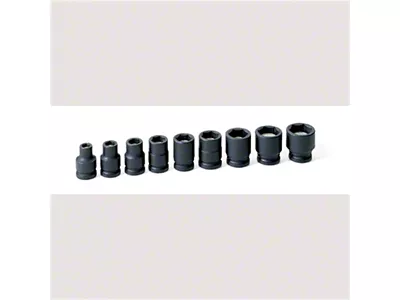 Grey Pnuematic 3/8-Inch Drive Standard Length SAE Magnetic Impact Socket Set; 6-Point; 9-Piece