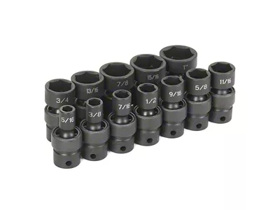 Grey Pnuematic 3/8-Inch Drive Standard Length SAE Universal Impact Socket Set; 6-Point; 12-Piece
