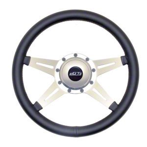 GT Performance Steering Wheel Retro Leather Stainless Spokes GT Performance Steering Wheel Retro Leather Stainless Spokes