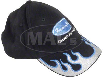 Hat, Dearborn Classics Logo, Black With Silver Blue Flames