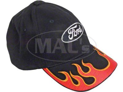 Hat, Ford Inferno, Black With Red Flames