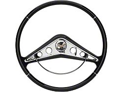 15-Inch Steering Wheel; Black with Chrome Horn Ring (58-60 Impala)