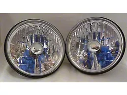 7-Inch Round White Diamond Headlight without Halo; Chrome Housing; Clear Lens (Universal; Some Adaptation May Be Required)