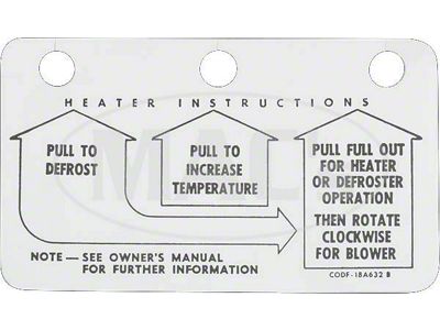 Heater Instruction Tag