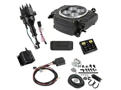 Holley Sniper 2 EFI Hyperspark Ignition System Master Kit Bundle with 3.50-Inch Handheld Display for Small Block Ford; Black