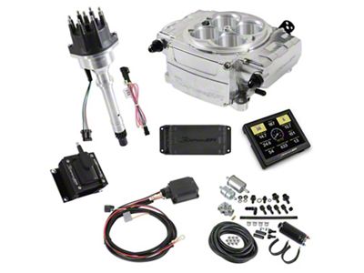 Holley Sniper 2 EFI Hyperspark Ignition System Master Kit Bundle with 3.50-Inch Handheld Display for Small/Big Block Chevy; Polished