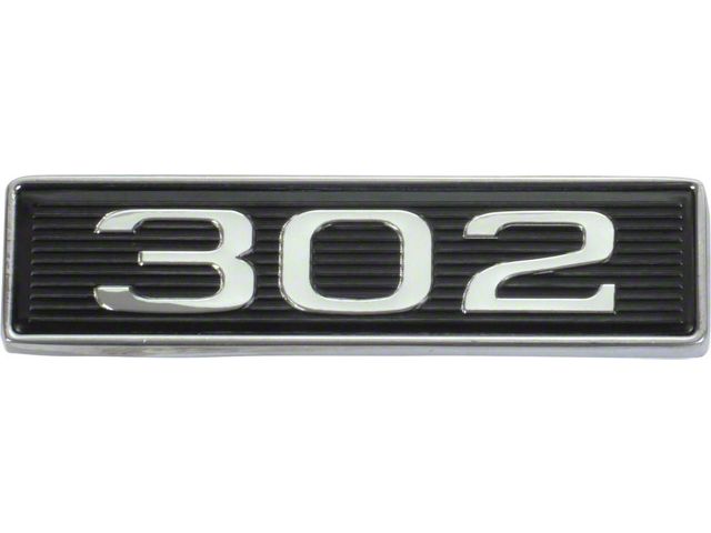 Hood Scoop Emblem - 302 - Triple Chrome Plated With A Correct Stamped Aluminum Badge (302 engine)