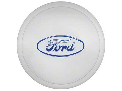 Hub Cap - Ford Embossed - Painted Ford Blue - Stainless Steel - 5-3/4 - 4 Cylinder Model B Ford Passenger