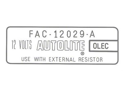 Ignition Coil Decal - Autolite Coil - Comet & Montego