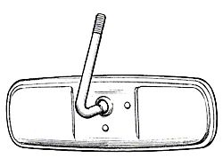 Inside Rear-View Mirror Assembly - Standard Vision Not Day-Night - Primed Gray As Original - Has Threaded L Shaped Shaft Not Ball Pivot (60-65 Comet; 60-65 Falcon; 61-62 Falcon Sedan Delivery)