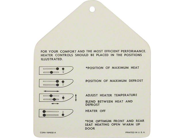 Instruction Tag, Heater, Galaxie, 1962