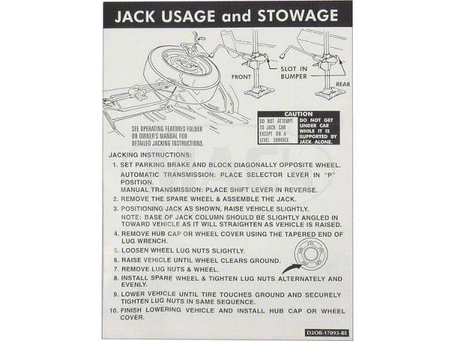 Jack Instruction Decal, Montego, 1972