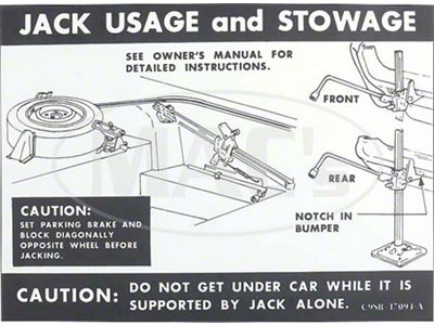 Jack Instructions Decal, 1969 Thunderbird