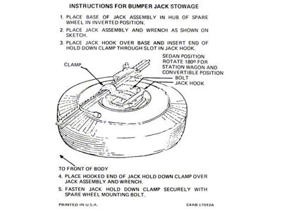 Jack Instructions Decal - C4AB-17095-A - Ford Sedan, Hardtop, Convertible & Station Wagon