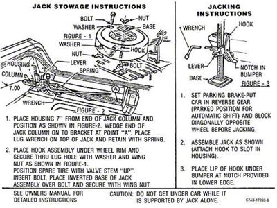 Jack Instructions Decal - C7AB-17095-B - Ford Sedan & Hardtop With Regular Wheel