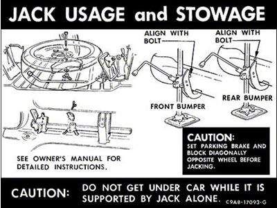Jack Instructions Decal - C9AB-17095-G - Ford