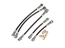 J&M Stainless Steel Teflon Brake Hose Kit; Black Outer Cover; Front and Rear (93-97 Firebird w/o Traction Control)
