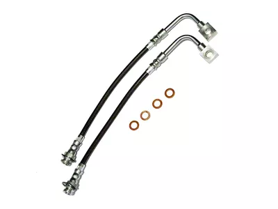 J&M Stainless Steel Teflon Brake Hose Kit; Clear Outer Cover; Front (98-02 Firebird)