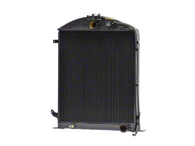 Johnson's Radiator Works 2-Inch Short Radiator without Transmission Cooler; Center 1.50-Inch Inlet / Bottom Right 1.75-Inch Outlet (1932 Ford Car, Ford Truck w/ Small or Big Block Chevy Engine & w/o Air Conditioning)