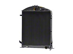 Johnson's Radiator Works 2-Inch Short Radiator without Transmission Cooler; Dual 1.25-Inch Inlet / Bottom Dual 1.75-Inch Outlet (1932 Ford Car, Ford Truck w/ Flathead Engine & w/o Air Conditioning)