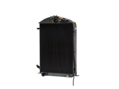 Johnson's Radiator Works Stock Height Radiator without Transmission Cooler; Center 1.50-Inch Inlet / Bottom Left 1.75-Inch Outlet (1932 Ford Car, Ford Truck w/ Small or Big Block Ford Engine & w/o Air Conditioning)