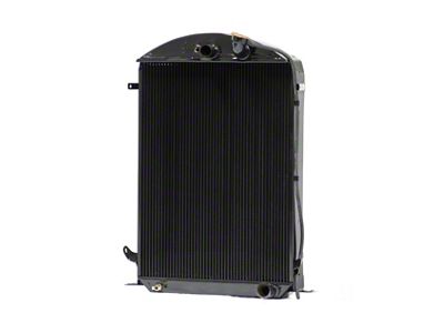 Johnson's Radiator Works Stock Height Radiator without Transmission Cooler; Center 1.25-Inch Inlet / Bottom Right 1.50-Inch Outlet (1932 Ford Car, Ford Truck w/ LS Engine & w/o Air Conditioning)