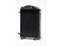 Johnson's Radiator Works Stock Height Radiator without Transmission Cooler; Dual 1.75-Inch Inlet / Bottom Dual 1.75-Inch Outlet (1932 Ford Car, Ford Truck w/ Flathead Engine & w/o Air Conditioning)